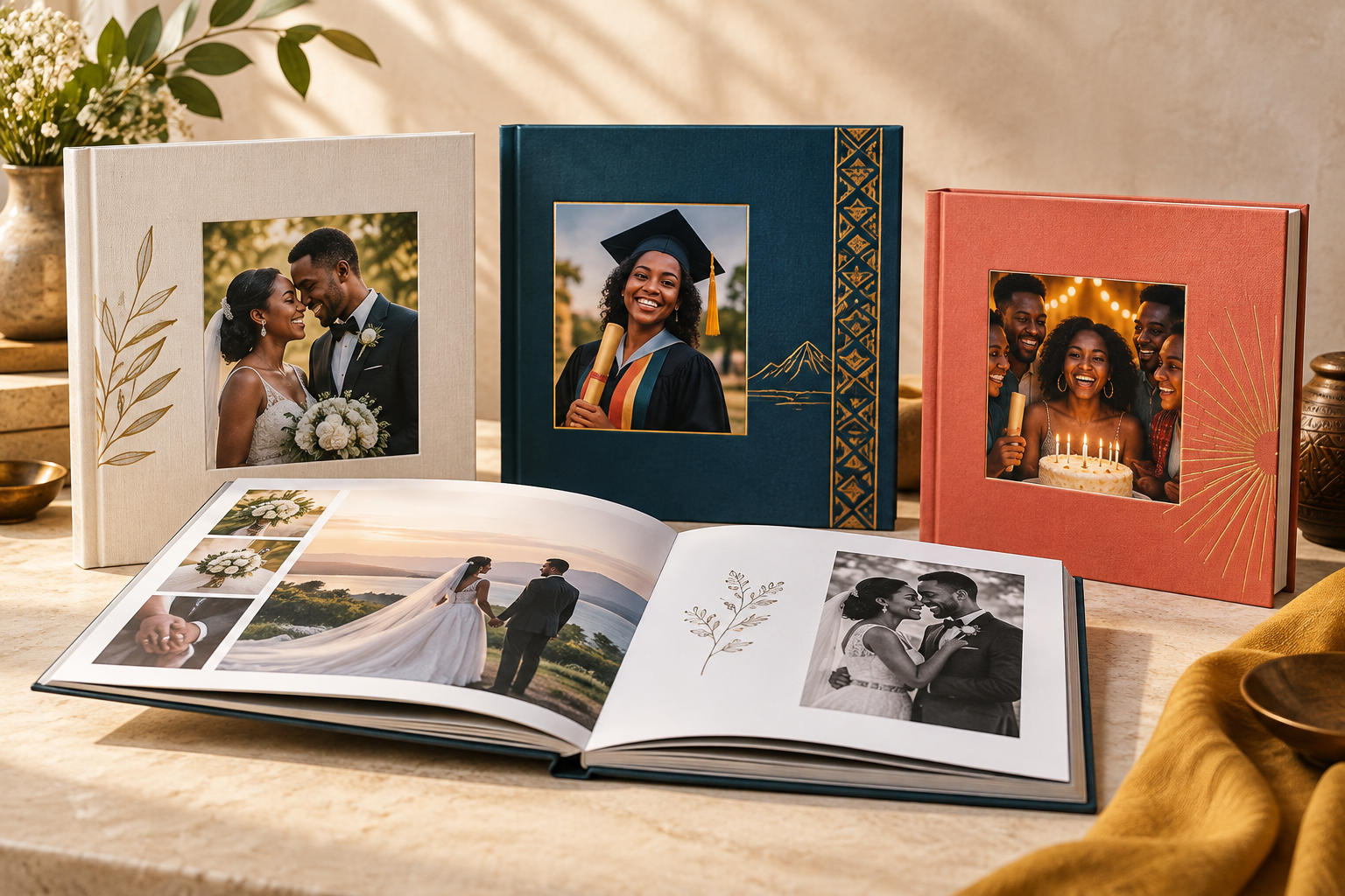 Concept wedding, graduation and birthday photobooks