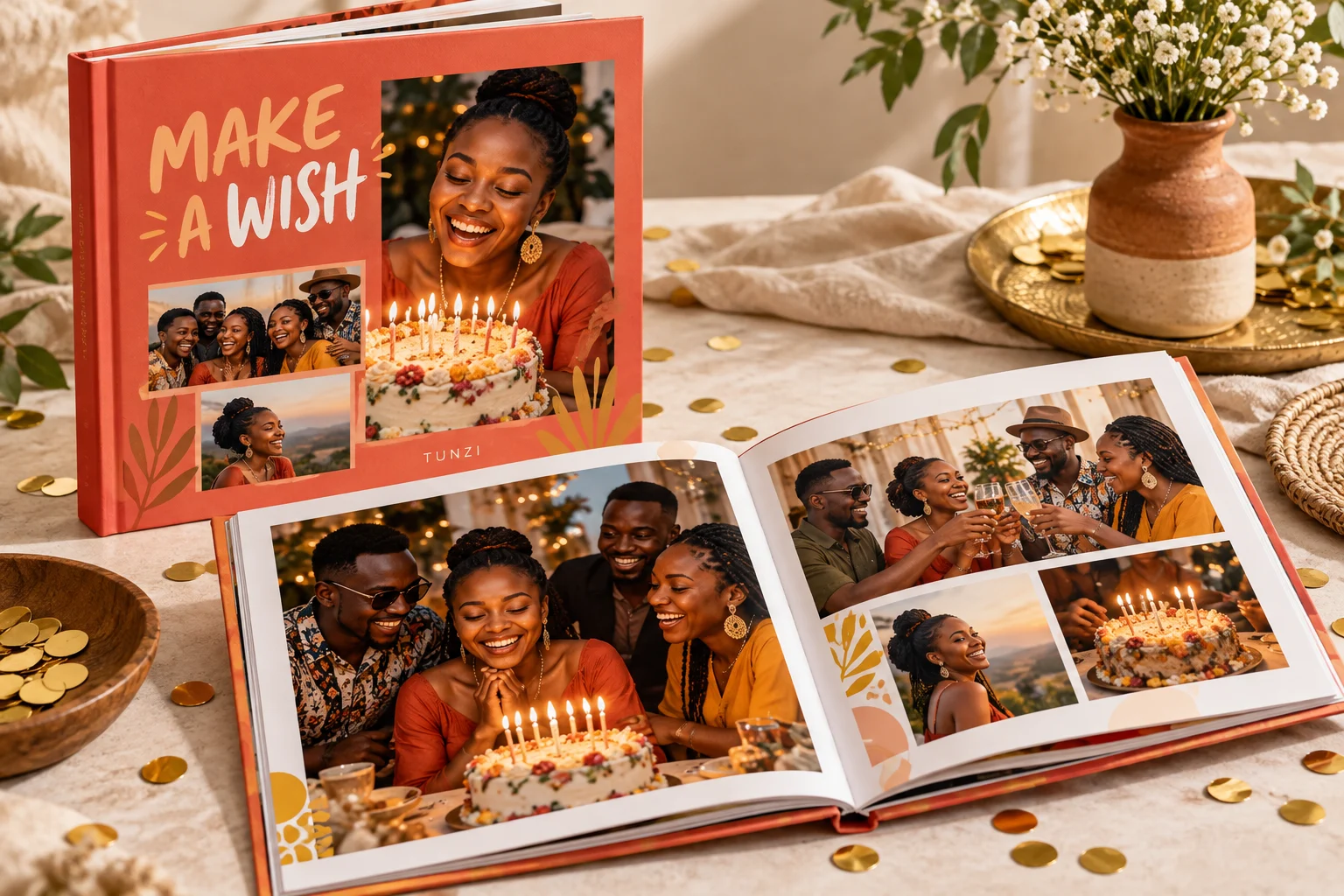 Illustrative birthday photobooks concept